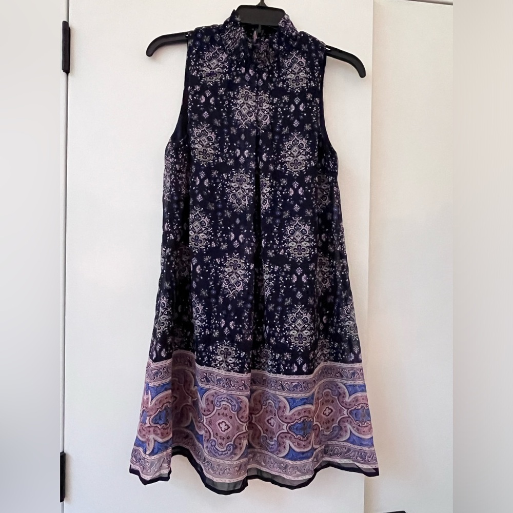 NWT Speechless sleeveless navy print dress M